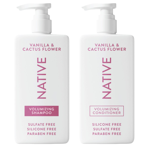 Native Vanilla & Cactus Flower 2-in-1 Shampoo & Conditioner Contain Naturally Derived Ingredients |All Hair Type Color & Treated, Fine to Dry Damaged, Sulfate & Dye Free - 2-Pack