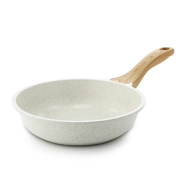 SENSARTE Nonstick Ceramic Frying Pan Skillet, 8 Inch Omelet Pan, Healthy Non Toxic Chef Pan, Induction Compatible Egg Pan with Heat Resistant Handle, PFAS-Free, White
