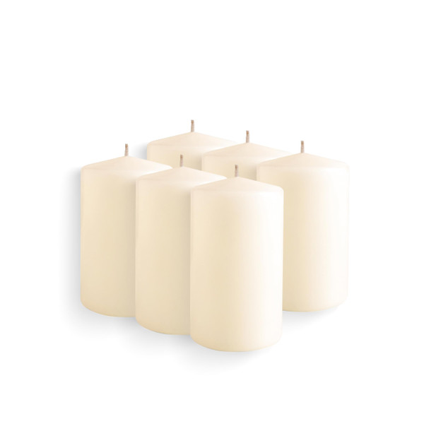 Simply Soson Ivory Pillar Candles 2.5x4 Set of 6, Unscented Bulk Pack