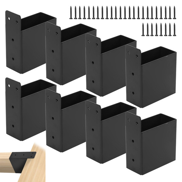 Rasugarlary 2x4 Pergola Bracket, Pergola Post Top Rafter Brackets Deck Railing Brackets Heavy Duty Black Powder Coated Pergola Kit for DIY Wood Pergolas Gazebo (with Screws) 8 Pcs