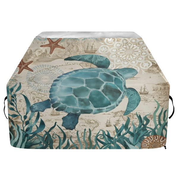 Premium Grill Cover Waterproof Bright Rainbow Wave Barbecue Cover Fade Resistant BBQ Cover Heavy Duty Fits Grill Widths Up to 25 in (Sea Lives Turtle Coral)