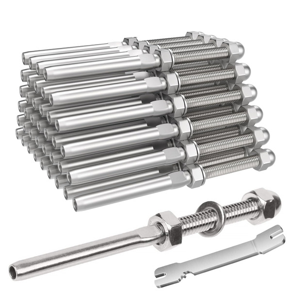 BLIKA 40 Pack 1/8" Cable Railing Swage Threaded Stud Tension End Fitting