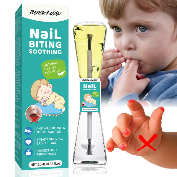 BOBKNOW 10 ml Nail Biting Treatment for Kids, Bitter Melon Extract Polish Prevention for Nali Bite, Protect & Repair, Double Effect for Correct Kids Bad Habits