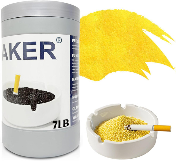 VNAKER Ashtray Sand, Smokers Station Refill Sand 7Lb, Washable and reusable Silica Ash Tray Sand for Indoor and Outdoor Facilities (Yellow)