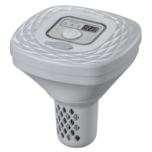 SaluSpa Hydrogenic 0.5 G/H Saltwater Chlorinator | Floating Rechargeable Saltwater Chlorinator for Pools & Hot Tubs up to 369 gal. | Battery-Operated with One-Touch Controls | Includes Test Strips