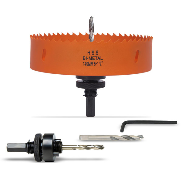 VIKITON 5-1/2 inch Hole Saw for Wood, Metal, Plastic & Drywall, with Arbor