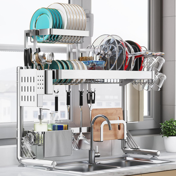 Shrivee Upgrade 3 Tier Over Sink Dish Drying Rack Adjustable Width