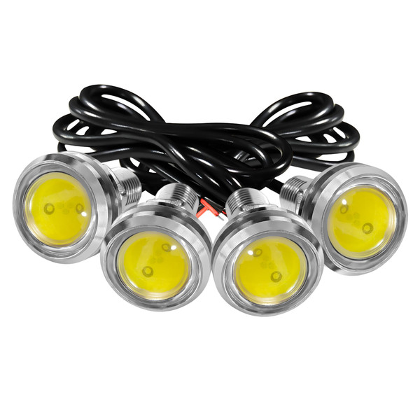 JRQLOV 4Pcs 23mm COB DC 12V Eagle Eye LED Car Fog DRL Daytime Running Light Car ATV Camper Trunk Motorcycle Marker Lights Lamp Tail Reverse Fog Light Signal Lamp (White)
