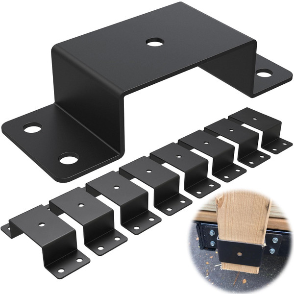 FOROIRON 8 Pcs Trailer Stake Pocket Bracket for 2" x 4" Lumber Heavy Duty Utility Trailer Stake Pocket for Truck, Box Trailer, Flatbed Trailer, Alloy Steel, Black, Wall Mount
