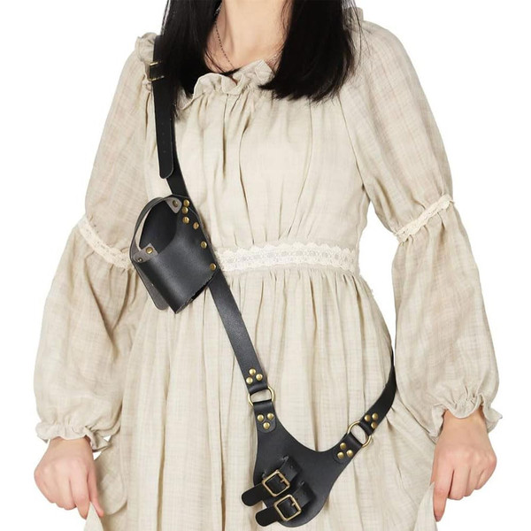 XGOPTS Medieval Renaissance Leather Dagger Frog Shoulder Sword Strap Holder