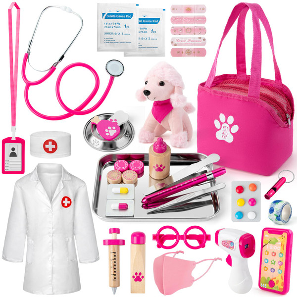 EFO SHM Pretend Play Doctor Kit for Girls, Veterinarian Playset for Kids
