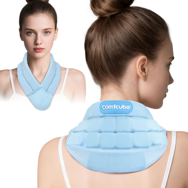 Comfcube Neck Ice Pack Wrap for Cervical Pain and Cooling, 2 Hours Long Lasting Cold Ice Pack for Neck Injuries, Flexible Cold Pack for Hot Weather, Hot Flashes, Surgery, Office Pressure