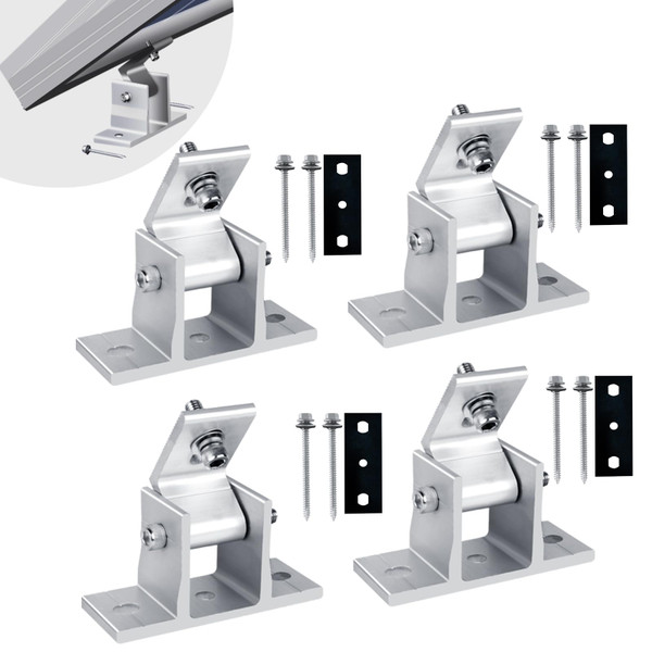 4PCS Solar Panel Mounts - Adjustable Brackets for RV & Flat Roofs, Tilt Angle 10-60