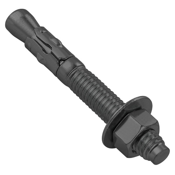 Wensilon 30Pcs 3/8x3 Inch Standard Fasteners for Heavy-Duty Black Wedge Anchors for Cement and Concrete