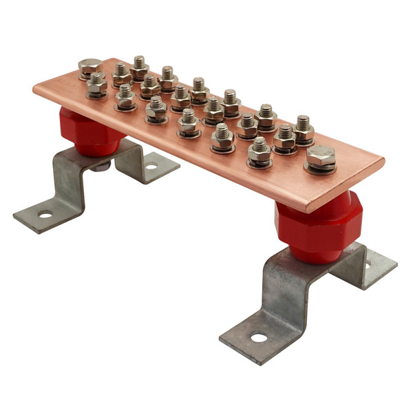 1500A Copper Ground Bar kit,10"x 3.15"x 0.31" Universal Wall Mount Grounding Bus Bar with UL Material 2500V BusBar Insulators