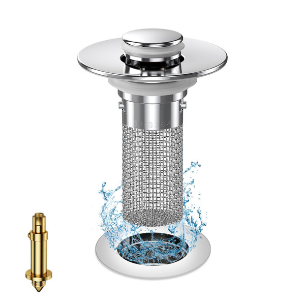Bathroom Sink Stopper Hair Catcher, Pop Up Sink Drain Filter with Removable Stainless Steel Filter Basket Hair Catcher, for US Bathroom Sink Stopper Replacement. (1Pcs)