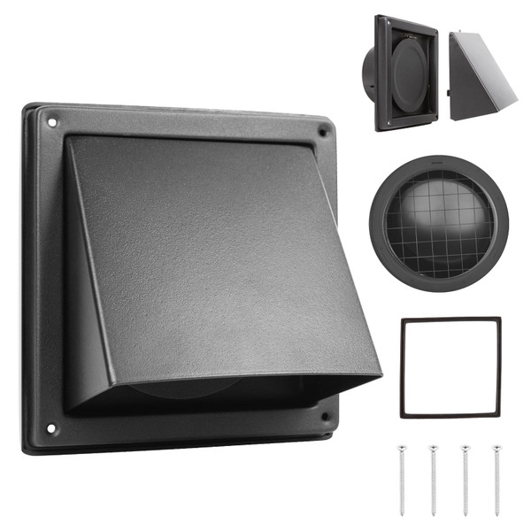 FRESH SPEED 4-Inch Black Exhaust Dryer Vent Cover 304 Stainless Steel
