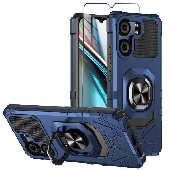 Mocotto for BLU View 5 Case with Tempered Glass Screen Protector,Military Grade Heavy Duty Shockproof Protective Cover,with Ring Kickstand for BLU View 5 (Blue)