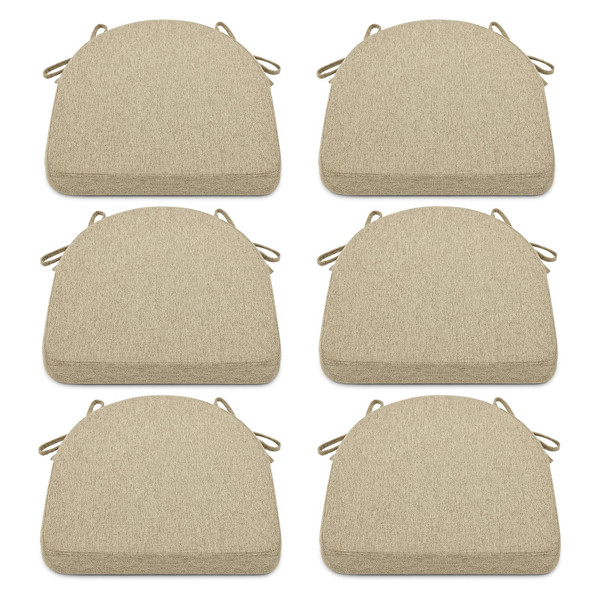 Shinnwa Kitchen Chair Cushions Set of 6, Non-Slip Dining Chair Cushions with Ties and Machine Washable Cover, 6 Pack, 17 x 16.5 x 2in, Natural Linen