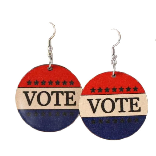 1 Pair VOTE Election Wooden Acrylic Drop Dangle Earrings Encourage Voting Patriotic Earrings for Women Jewelry Letters Geometric Earrings for Poll Workers-5