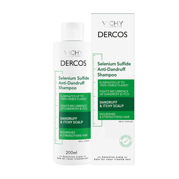 VICHY Dercos Dandruff Shampoo, Antifungal Itchy Scalp Treatment, 6.76oz