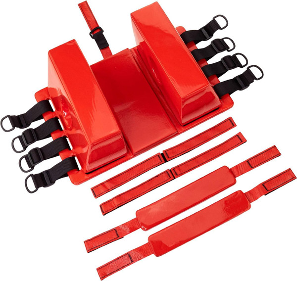 Beiruoyu Spine Board Head Immobilizer for Backboard - Universal EMS EMT Emergency Medical Re-usable Rescue Portable Lightweight with Adjustable Straps - Red