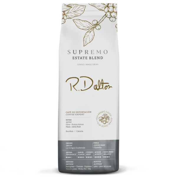 R. Dalton Coffee Supremo Estate Blend Whole Bean Coffee - Medium Roast - Flora And Citric Fruit Notes - All Brewing Methods - Premium Quality – From Antigua Guatemala – 100% Arabica - 12 oz