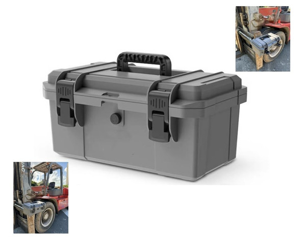 Heavy-Duty Tractor ROPS Toolbox, With Mounting Bracket, With Keyhole, Heavy Duty Toolbox, Tractor, ATV, UTV, Truck, Utility Vehicle Universal (Gray 16")