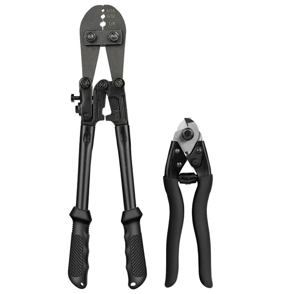 TooTaci Wire Rope Crimping Tool Kit, 14 In Swaging Tool & Wire Rope Cutter