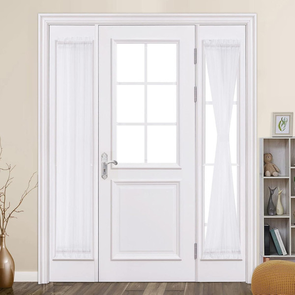 MIULEE White 25 x 80 Inches Sidelight Curtains for French Door Sheer Panels