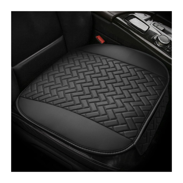 povtii Car Bottom Seat Cover, Anti Slip Leather Auto Front Seat Cushion Cover with Storage Pocket, Comfortable Car Bottom Seat Pad Protector for Cars, SUV, Trucks, Car Accessories (Black)