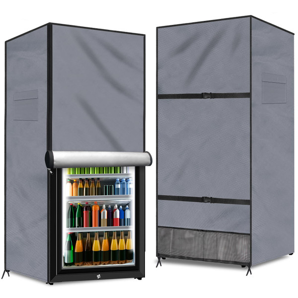 Coldairsoap Outdoor Refrigerator Cover, Silver, 5-7.5 Cubic, 23" x 23" x 56"