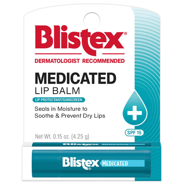 Blistex Medicated Lip Balm SPF 15, 24 Hr Moisture, 0.15 oz, 12 Pack