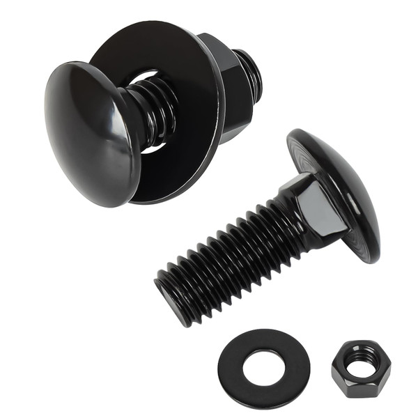 OUSCHR 5/16-18 x 1" Carriage Bolt Kit, Stainless Steel 304 Carriage Bolts with Hex Nuts & Flat Washers, Round Head Square Neck, Full Thread, Black Finish, 8 Sets