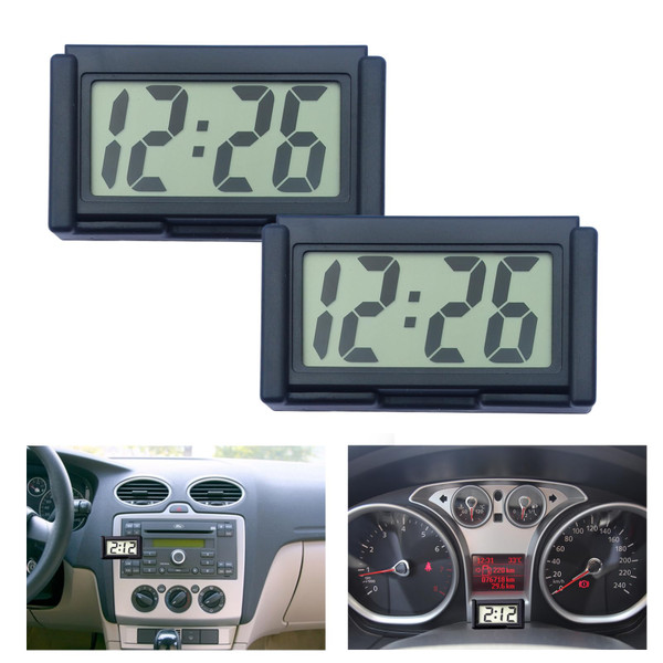 2 Pcs Mini Digital Clock Small Magnetic Car Dashboard Clocks Stick on Self Adhesive Bracket Digital Clocks Battery Operated Automotive Stick On Watch for Air Vent (Black 2)