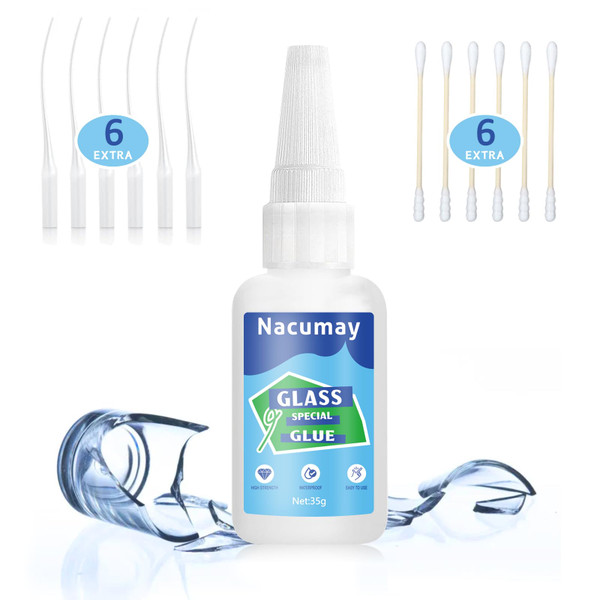 Glass Repair, Glass Glue Clear Waterproof, 35g Glues Clear Repairs Heavy Duty, Super Instant Glues for Mirror Repair, Jewelry, Art, Crystal, Mirror, Aquarium and Mores