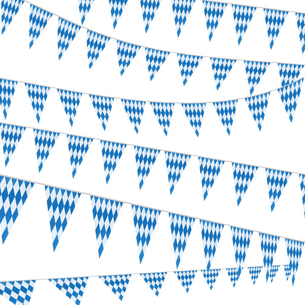 WNSIRVY Oktoberfest Bavarian Pennant Banner Flag, 164 Feet, Blue/White, Rectangular, Polyethylene (PE) Material, 5 Packs of 20 Flags Each