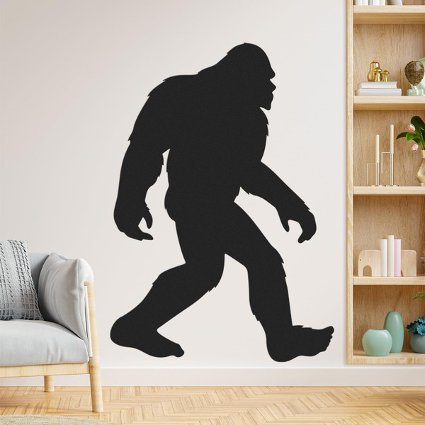 Large Bigfoot Wall Decal 60"x42" Sasquatch Silhouette Peel Stick, Black