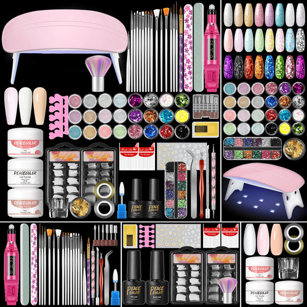 PEACECOLOR Acrylic Nail Kit with Drill and U V Light for Nail Extension