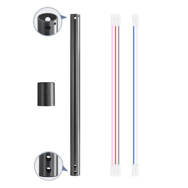 ZMISHIBO 36 Inch Ceiling Fan Downrod with Coupler, 1" Diameter and 36" Height Ceiling Fan Extension Rod with Wires, Downrods Extension for Most of Ceiling Fans, Black, Not Threaded