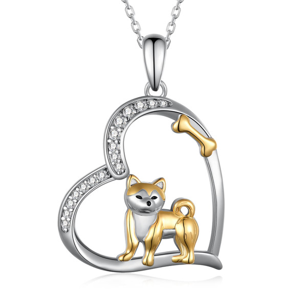 qielizhu Shiba Inu Necklace 925 Sterling Silver Corgi Pendant Necklace Doge Shiba Inu Gifts for Women Shiba Inu Jewelry for Birthday Christmas