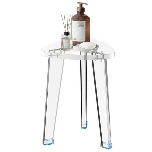 GOIOOIA Acrylic Corner Shower Stool for Shaving Legs 11.65" D X 11.94" W X 16.34" H, Heavy Duty Shower Foot Rest, for Inside Shower, Waterproof Non-Slip
