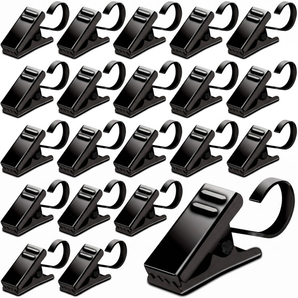 BIHRTC Pack of 25 Black Curtain Clips String Light Hangers Small Metal Wire