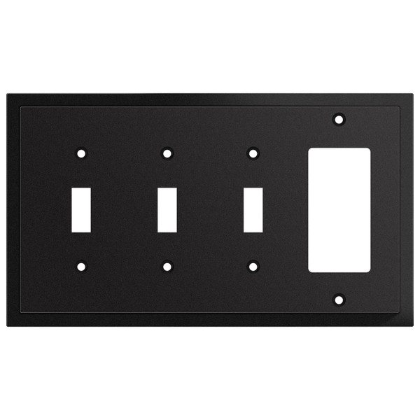 Henne Bery Modern Edge Decorative Wall Plate Switch Plate Outlet Cover, Durable Solid Zinc Alloy (Triple Toggle/Single Decorator, Matte Black)