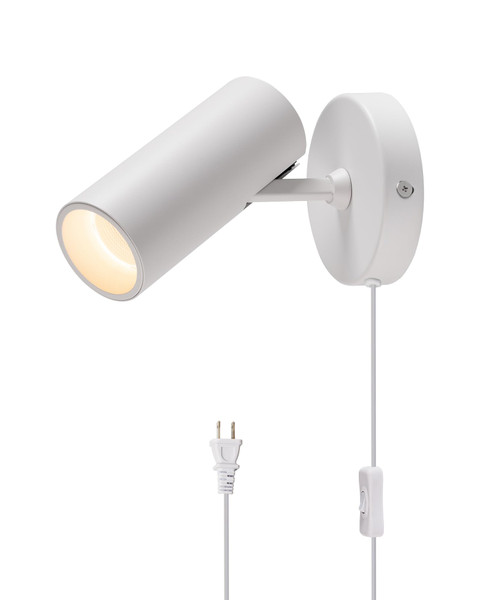 Aisilan Plug-in LED Wall Spotlight, 12W Adjustable 3000K Warm White, White