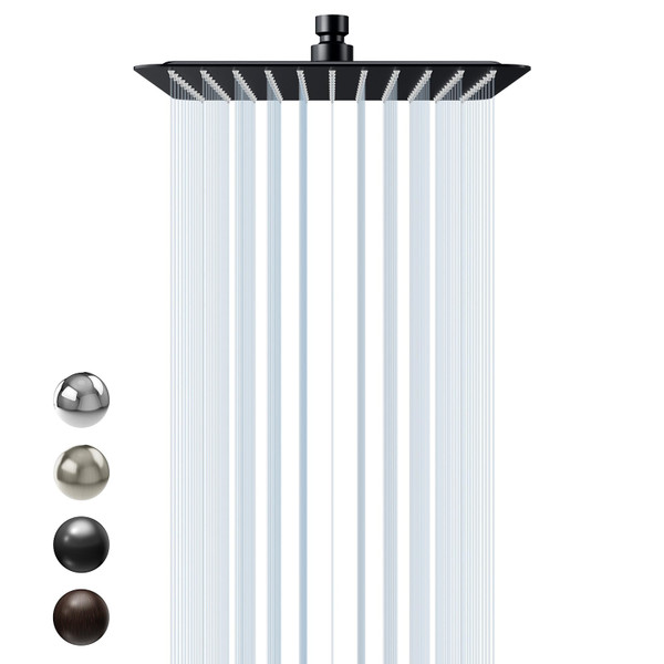 SR SUN RISE 10 Inch Rain Shower Head Matte Black 304 Stailess Steel High Pressure Rainfall Showerhead