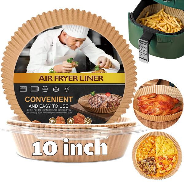 Large Air Fryer Liners Disposable Round, 10 Inch Parchment Liners