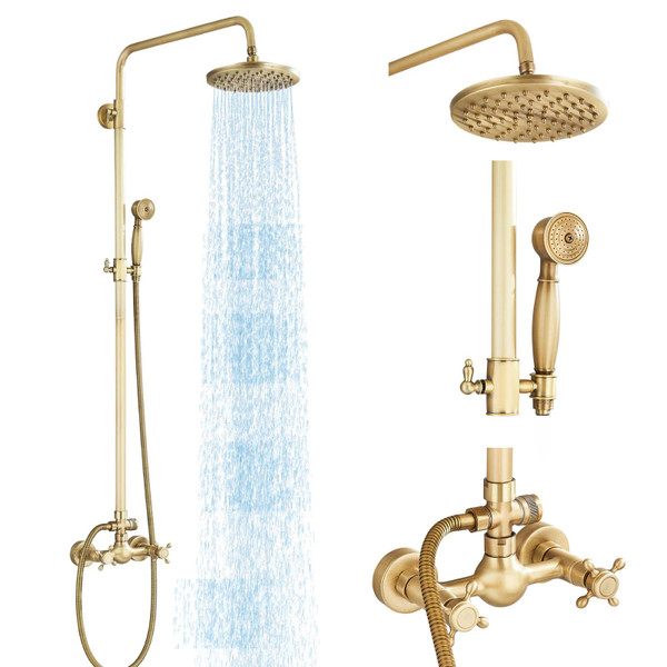MOSSON Antique Brass Shower System Bathroom Shower Faucet Set