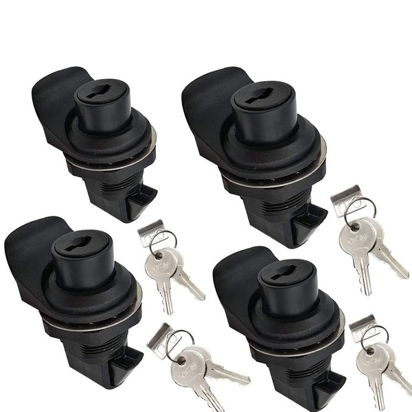 4Pcs Push Button Latch Series Plastic & Metal to Close Latch with Locking for Marine Boat Tool Box Latch, Glove Box Latch Hinges