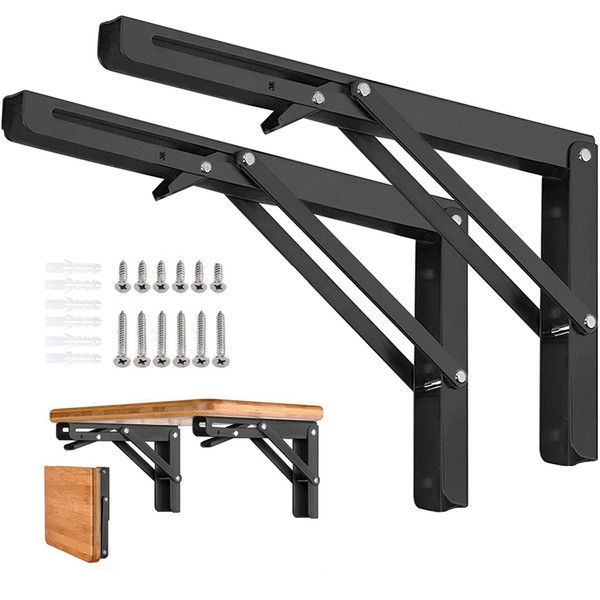 AUTOHJ Folding Shelf Brackets - 20 Inch 2 Pcs Heavy Duty Shelf Brackets